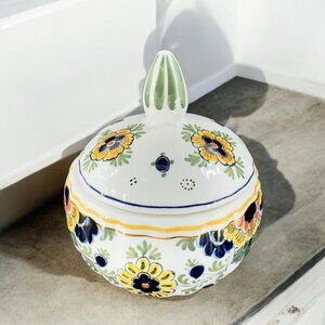 VINTAGE ROYAL DELFT HOLLAND DE PORCELEYNE FLES HAND PAINTED FLOWERS DISH W LID